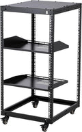 GarveeTech 20U Open Frame Server Rack, 23 in -40 in Adjustable Depth, Wall Mount & Free Standing Network Rack with 4 Lockable Casters & 2pcs 1U Server Rack Shelf, Holds All Your IT/AV Equipment Rack