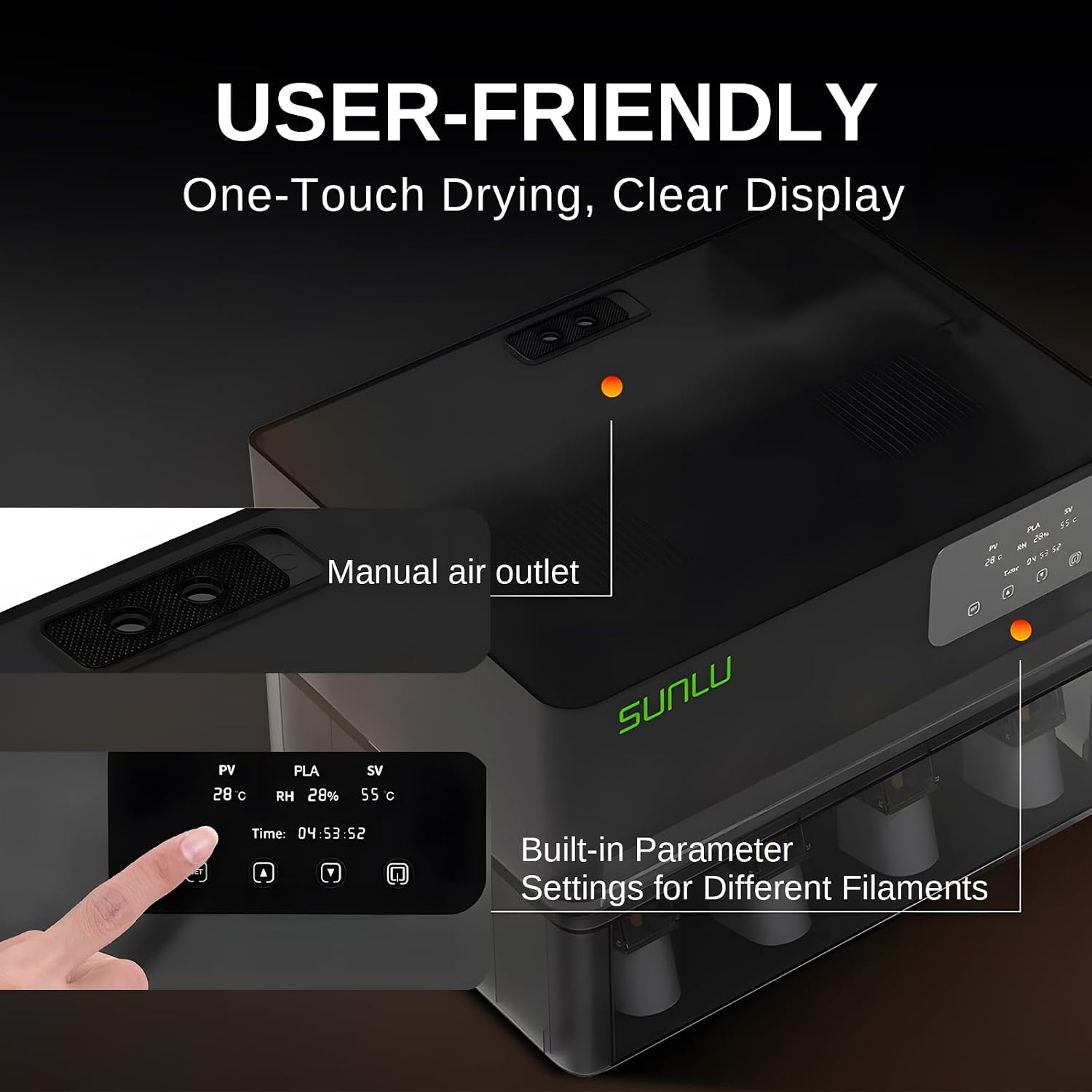 SainSmart SUNLU AMS Heater Upgrade for Bambu Lab AMS Gen 1, Simultaneous Filament Drying & Printing, Fast 70°C Heating, Smart Humidity Control, 4-Roll Capacity, Easy 2-Min Install (AMS Not Included)