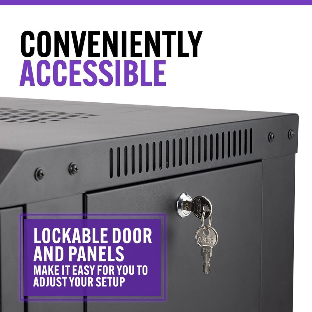 On-Stage RKD1200 12U Wall-Mount Knock-Down Rack, Enclosed Steel Cabinet for Rack-Mount Components, Black (RKD1200)