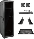 Tecmojo 42U Server Rack Network Cabinet 23.6' D x 23.6' W, Locking Data Cabinet Enclosure for 19' Server, Networking, AV & IT Equipment, Clear Door, Black