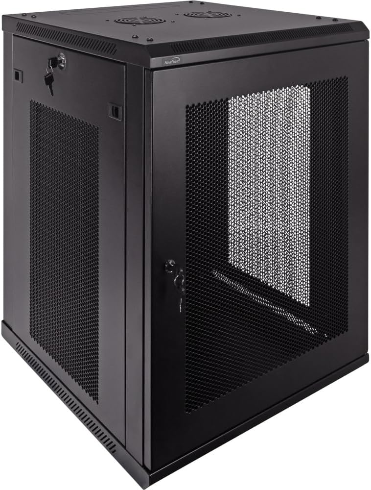 Navepoint 15U Deluxe IT Wallmount Cabinet Enclosure 19-Inch Server Network Rack with Locking Perforated Door 24-Inches Deep Black