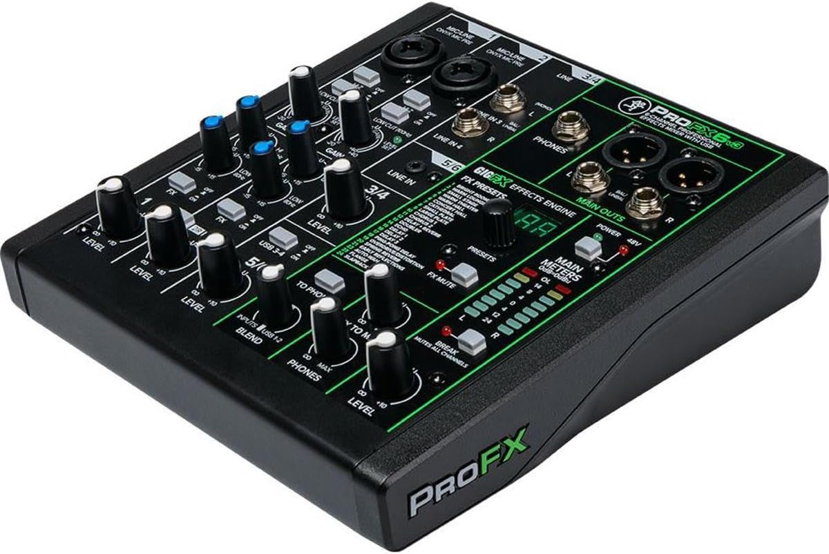 Mackie ProFX6v3 6-Channel Professional Analog Mixer with USB, Onyx Mic Preamps and GigFX Effects Engine