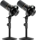MAONO PD200W Hybrid Wireless Podcast Equipment Bundle for 2, XLR USB Dynamic Microphone Kit with 2 Desktop Stand, Software, Noise Cancellation, for Co-hosted podcast, Vocal Recording, Content Creation