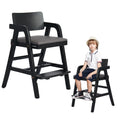 Wooden High Chair for Toddlers and Baby, Adjustable Toddler Dining Chair Grows with Kid, Ergonomic Baby HighChair for Babies, Wipe Clean Skin-Friendly Cushion, for Home & Restaurant - Black