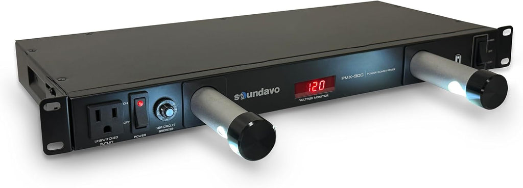 PMX-900 Rack-mount 1U Power Conditioner/Surge Protection - Noise Filtering with 2 Front-panel Pull-out LED Lights & LED Voltage Monitor Display (No Sequencer Function)