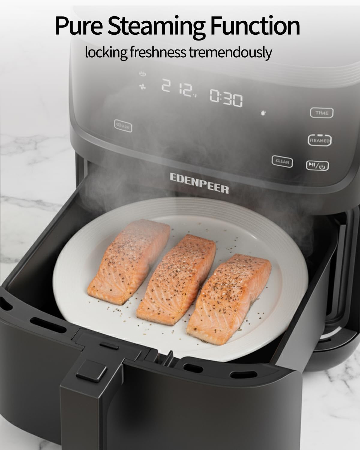 Steam Air Fryer, Self Cleaning Smart Air Fryers, with Visible Window, 1700W High Power Airfryer, 7.5 QT for Family of 4-6, Whisper Quiet Technology, 12-in-1Presets, Dishwasher Safe Non Stick Basket