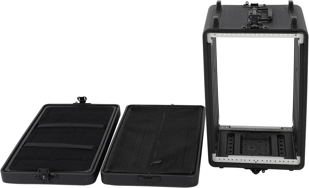 6U Rack Case, Dust-Proof 6U Rack Case with Microphone Storage Compartments, Countertop Rectangular 6U Rack Case with Practical Handle for Equalizers, Amplifiers, Speakers, Audio Equipment