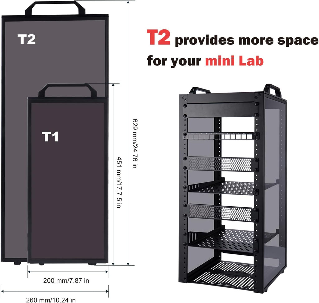GeeekPi 12U Server Cabinet, 10 inch Server Rack for Network, Servers, Audio, and Video Equipment, DeskPi RackMate T2 Rackmount, 10.23 inch Depth