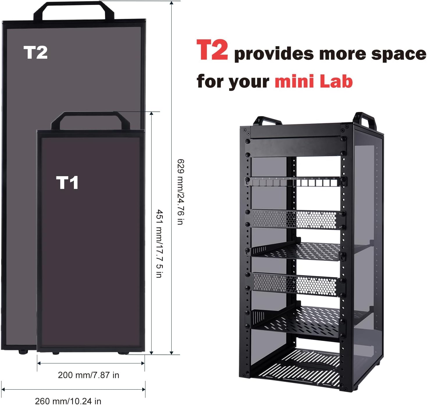GeeekPi 12U Server Cabinet, 10 inch Server Rack for Network, Servers, Audio, and Video Equipment, DeskPi RackMate T2 Rackmount, 10.23 inch Depth