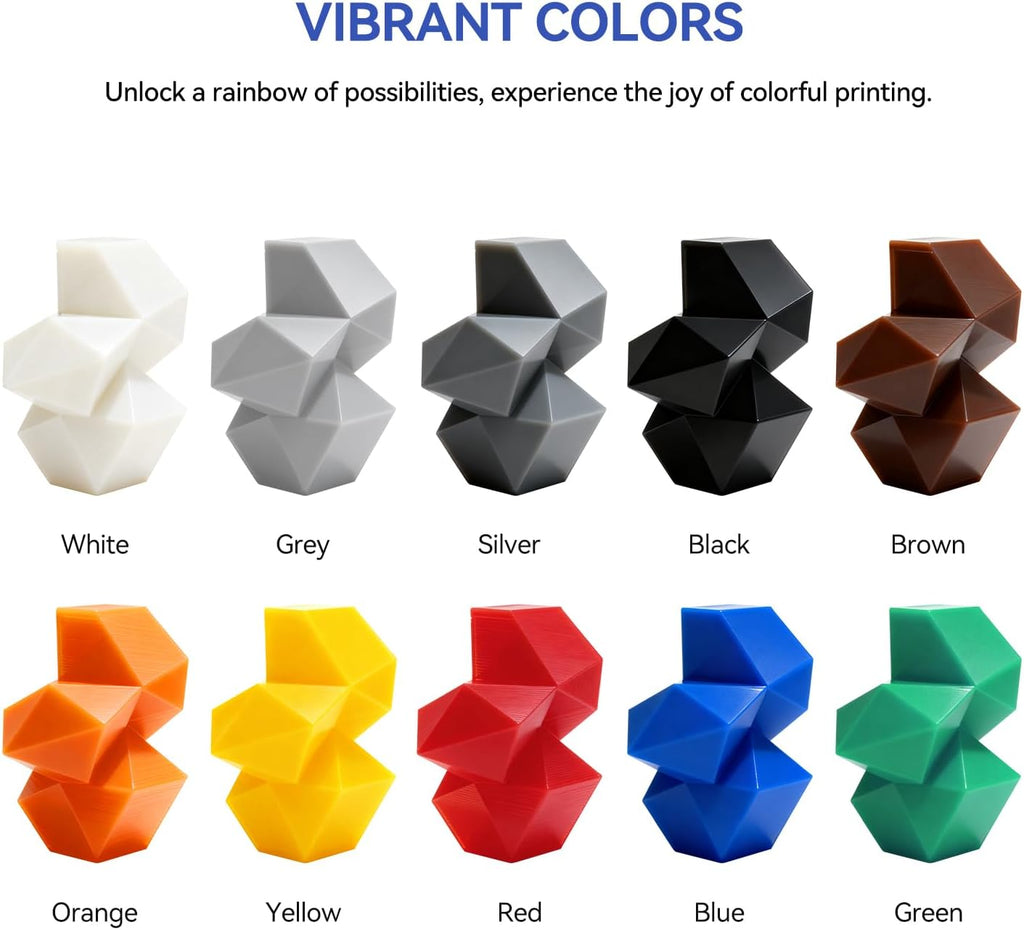 Kingroon 3D Printer Rapid PETG Filament Bundle1.75mm,Dimensional Accuracy +/- 0.03 mm,1kg/Spool(2.2lbs),10 Spools PETG Filament Bundle-2×Black+2×White+2×Yellow+1×Gray+1×Red+1×Orange+1×Green