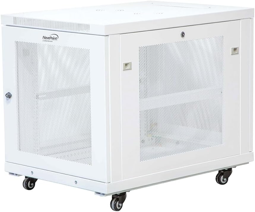 NavePoint 12U Network Cabinet with Perforated Door 12U Wall Mount Server Cabinet White 19 Rack for IT Equipment, AV Devices, Networking Equipment 33' Deep Mid-Depth Server Rack Enclosure