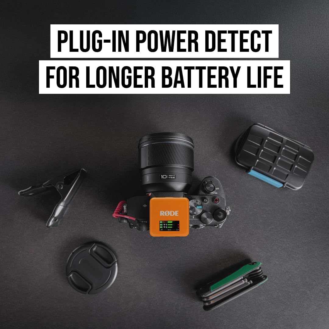 RØDE Wireless GO (Gen 3) – Compact Wireless Mic – Pristine Audio, 32-bit Float Recording, Automatic Level Control, for Phones, Cameras and Computers (Orange)