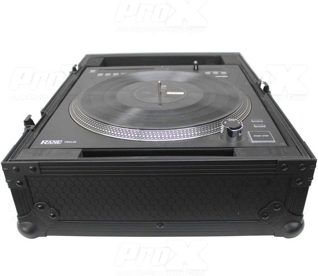 ProX XS-RANE12BL ATA-300 Style Flight Case, For Rane 12 Motorized DJ Control System, Pro Audio Equipment Storage, Black on Black