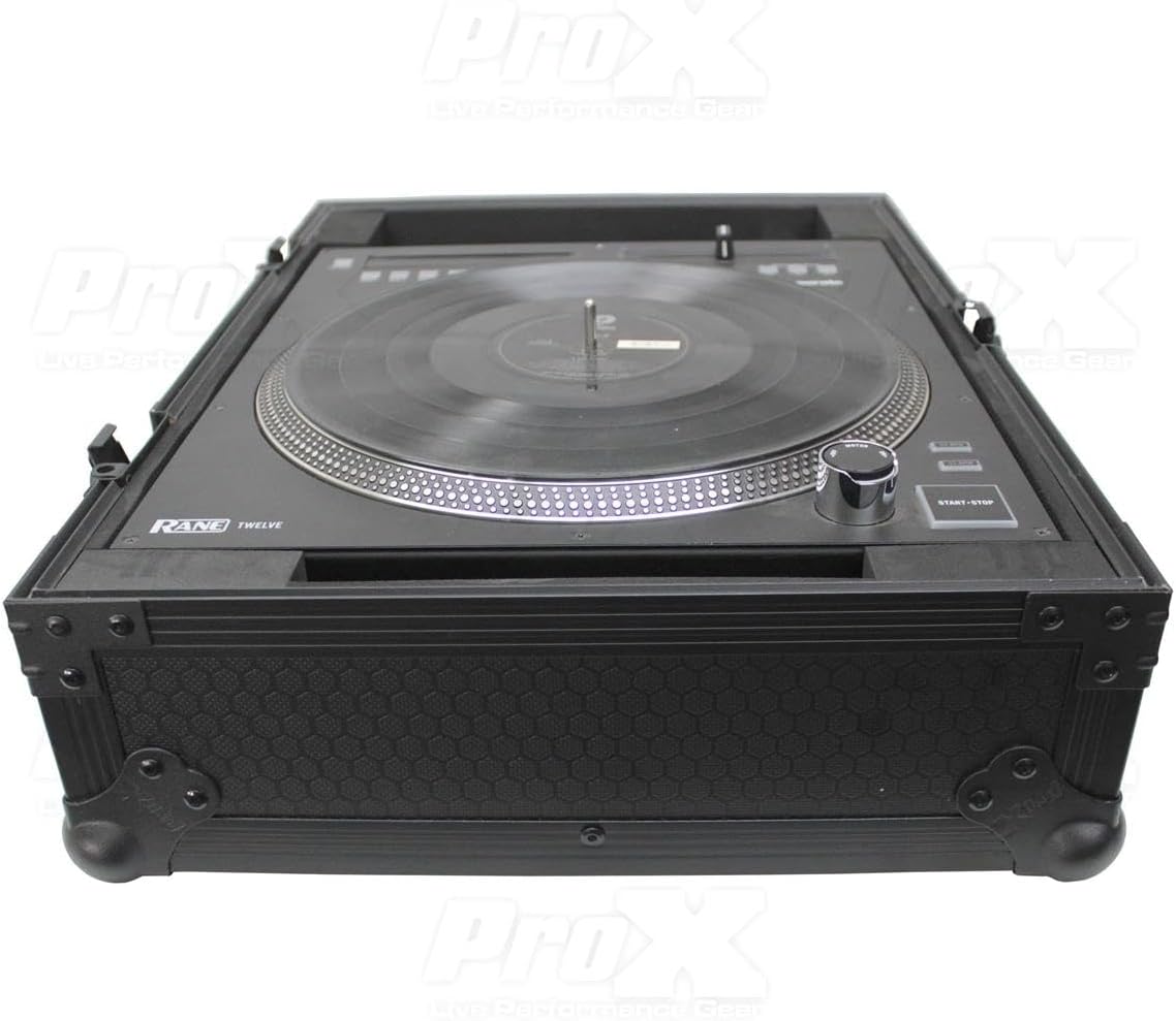 ProX XS-RANE12BL ATA-300 Style Flight Case, For Rane 12 Motorized DJ Control System, Pro Audio Equipment Storage, Black on Black