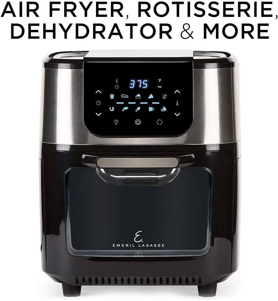Emeril Lagasse AirFryer Pro with Rotisserie and Dehydrate, 6 Quart, Black and Stainless Finish