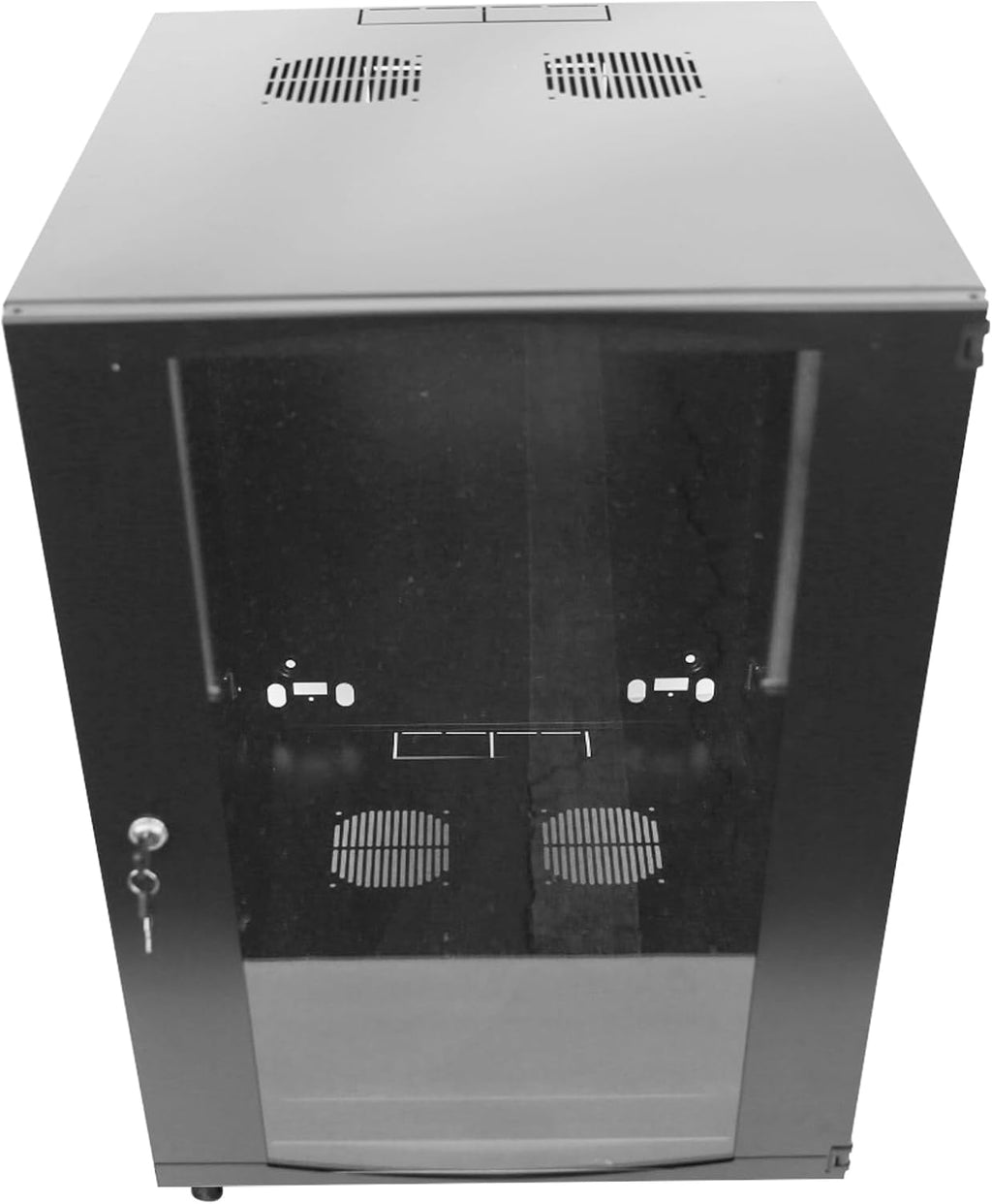 15U Server Cabinet Wall Mount Rack Enclosure with Caster Wheels 2 Server Fans Locking Glass Door Removable Side Panels 19' Network Cabinet 15-18.5' Installation Depth Heavy-Duty Frame (32INCH, 15U)
