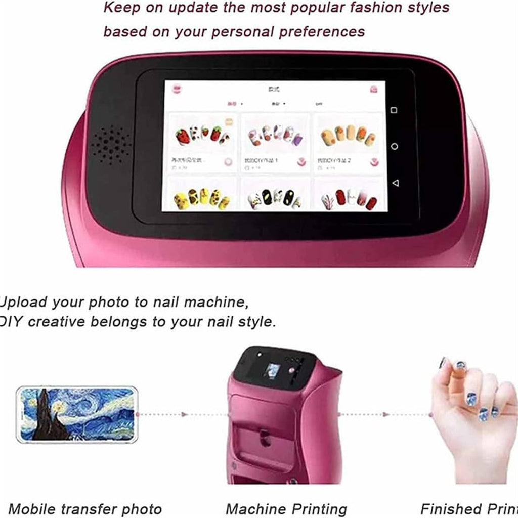 Automatic Smart 3D Art Nail Printer, Digital Mobile Nail Art Printer - Mini Portable Nail Painting Machine Control Through Free Mobile App, for Beauty & Personal Care for Girls' Home Nails