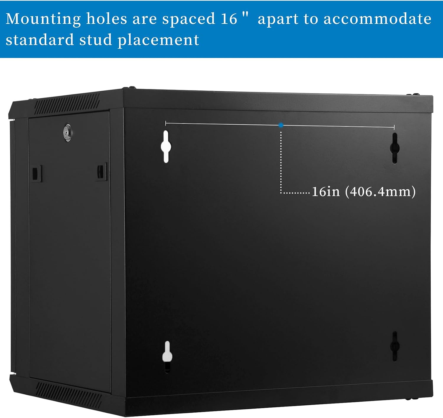 RackPath 9U Wall Mount Network Rack Cabinet – Quiet Cooling Fan, Locking Glass Door, 17.7' Deep (450mm), Removable Locking Side Panels, Fits 19' IT & A/V Equipment