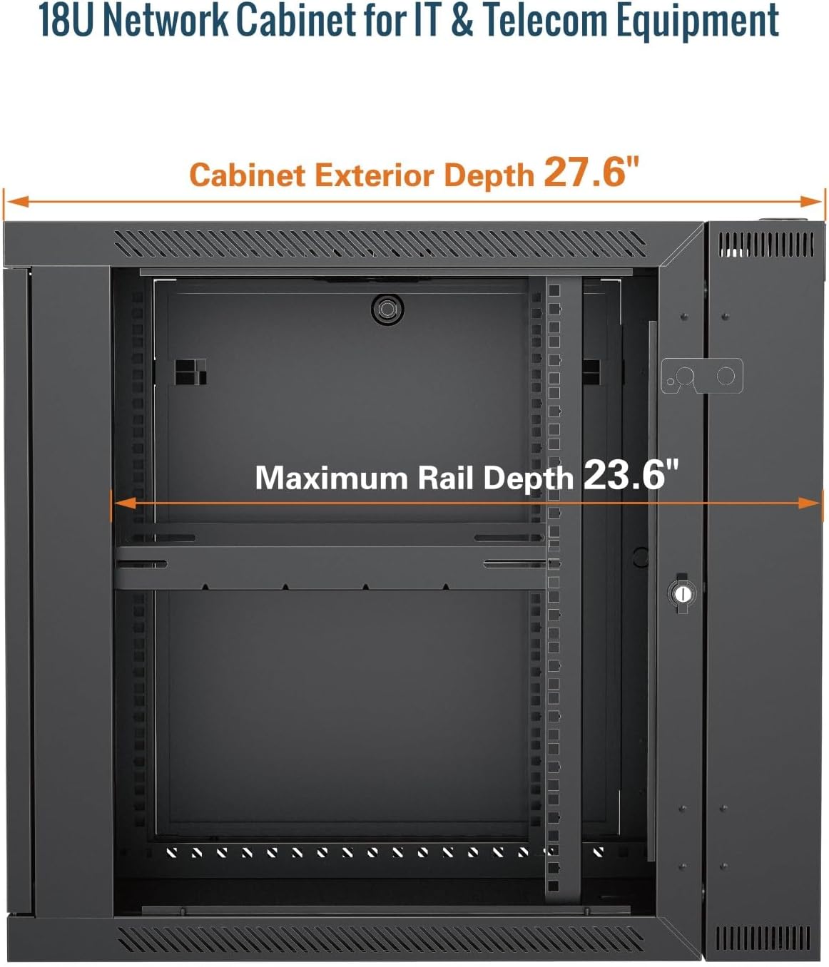Tecmojo Fully Welded Server Cabinet, 18U Wall Mount Rack, 27.6inch Depth Network Rack, Mesh Door, Swing Out, Load Bearing 242lbs (110 kg), Network Cabinet for 19in Computer/AV/Data/IT Equipment