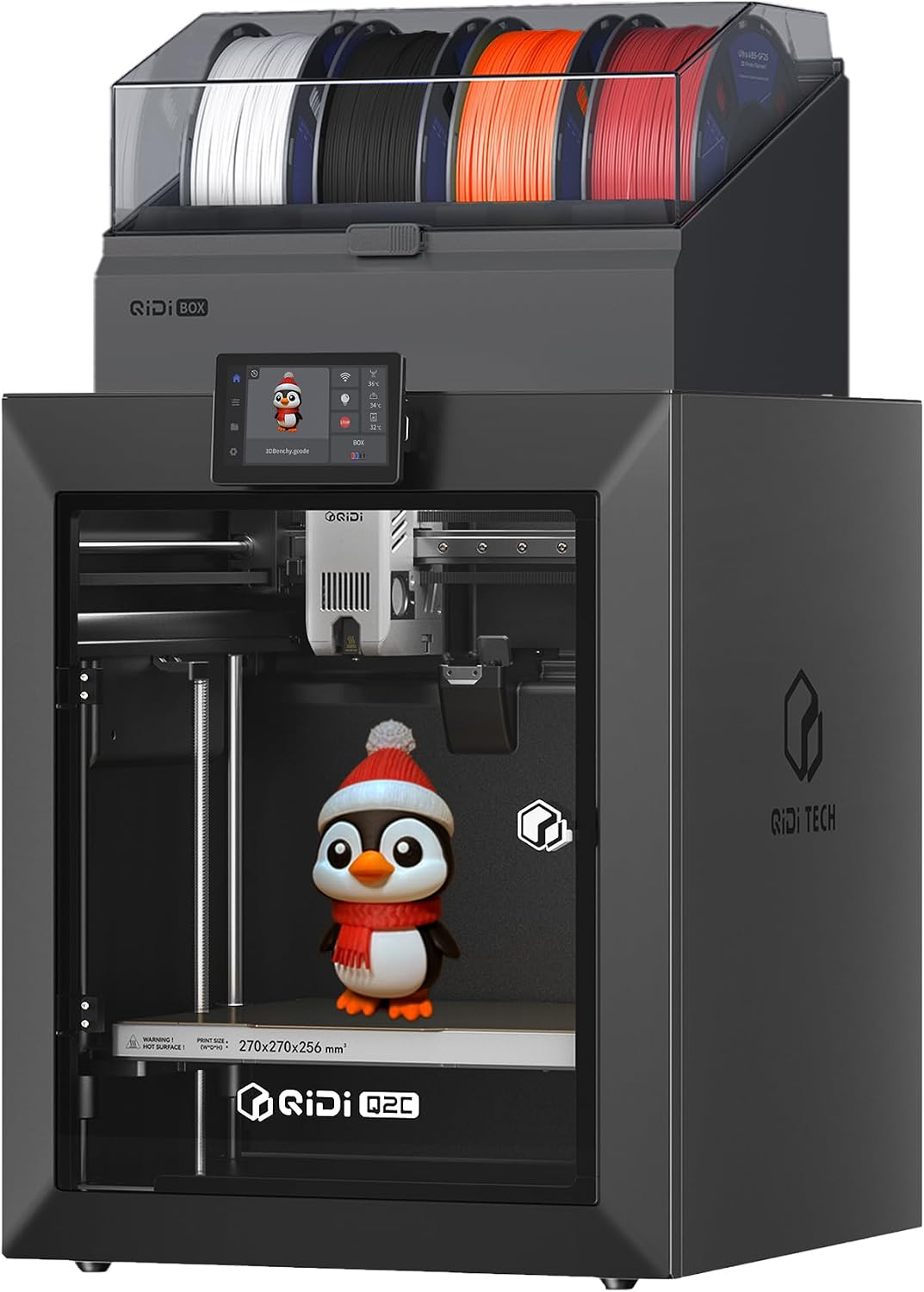 QIDI Q2C Combo 3D Printer, Enclosed FDM, New Generation Leveling Sensor Full Auto Leveling, 600mm/s High Speed, 270x270x256mm Build Volume, 370℃ Bimetal Hotend Unlock PPS-CF, from Beginner to Expert