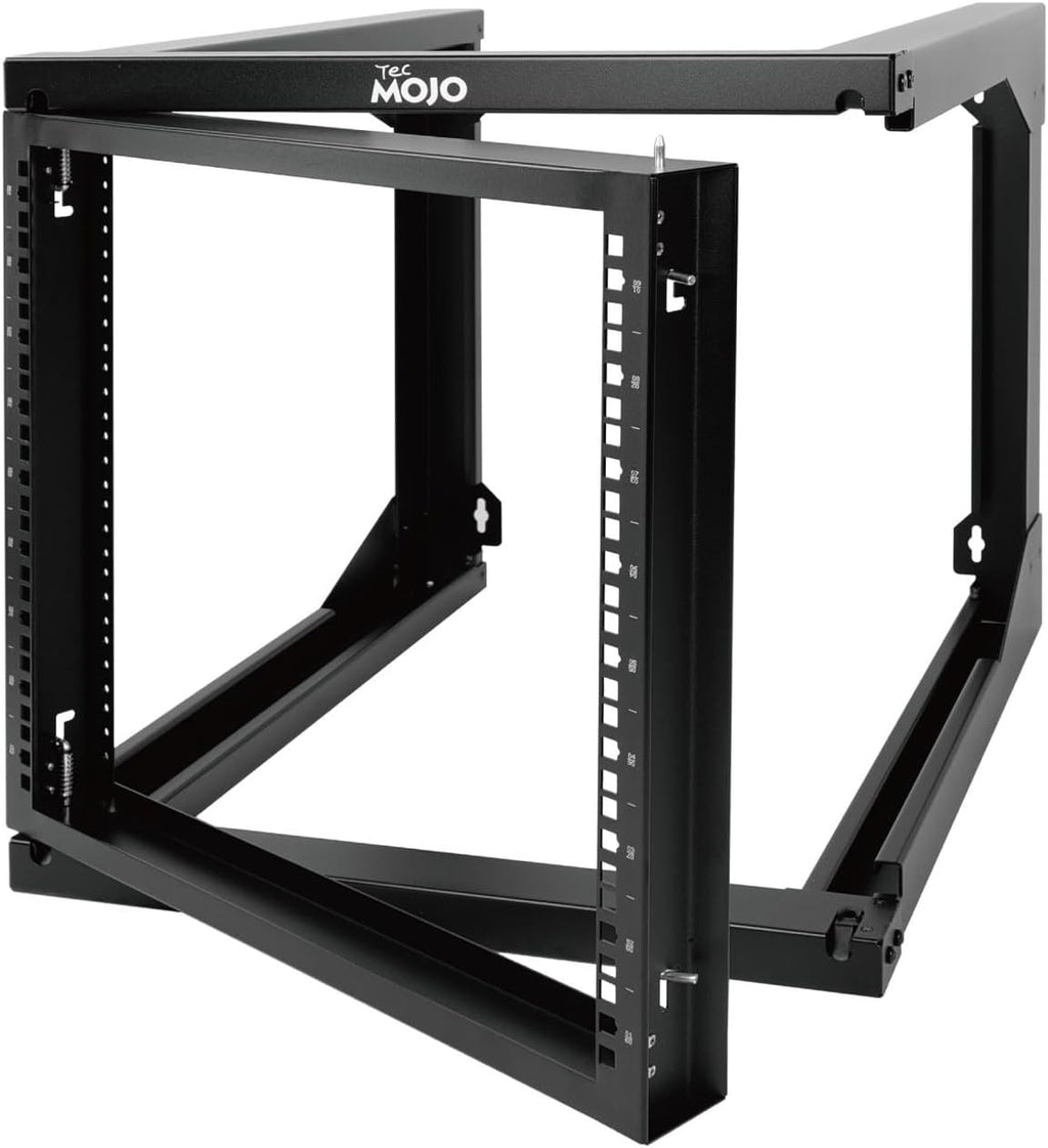 Tecmojo 9U Rack Wall Mount with Swing Gate, 9U Server Rack for 19inch Computer/AV/Data/IT/Media Equipment, Open Frame Server Rack with 24inch Depth, Square&Tapped Holes