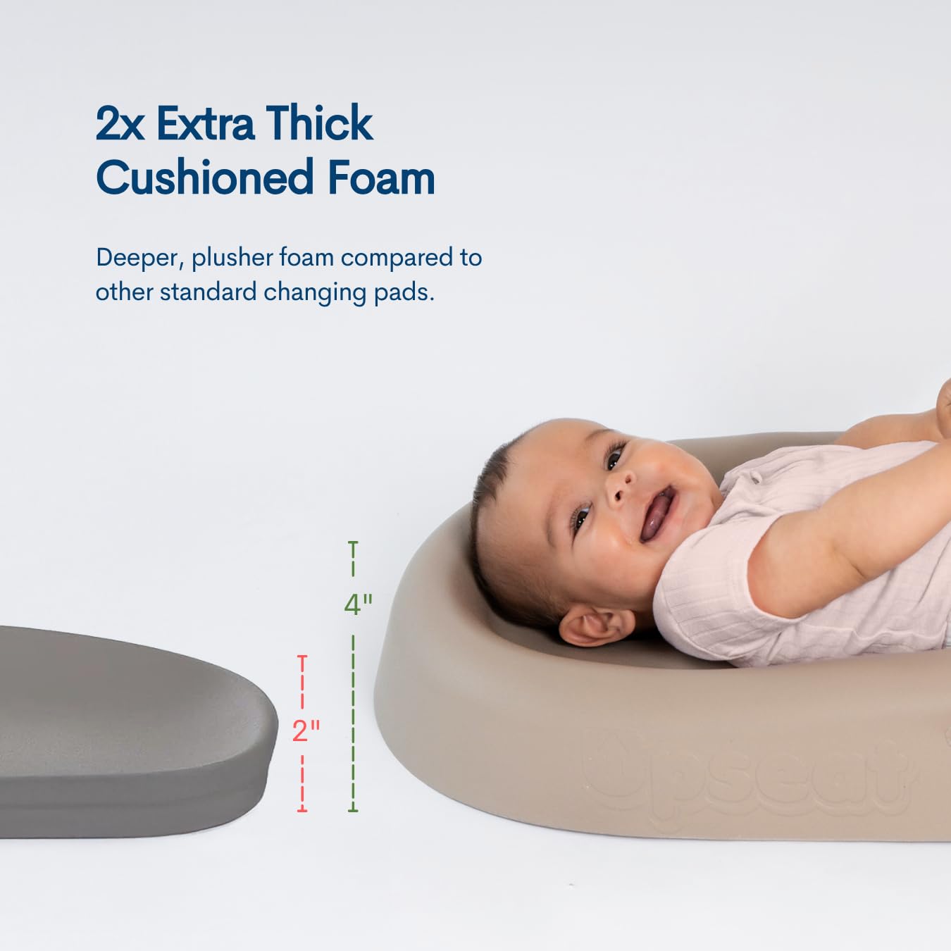 Upseat Baby Changing Pad, Non-Slip Grippy Design, Premium Cushioned Foam, Contoured for Comfort, Waterproof and Easy-to-Clean, Liquid-Resistant (Taupe)