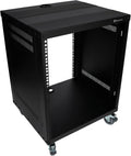 Rockville RR12U 12U Live Sound/Recording Studio Rack Case with Wheels, Reversible Rack Rails, Front & Rear Mounting, Cable Management Ports, 440lb Capacity