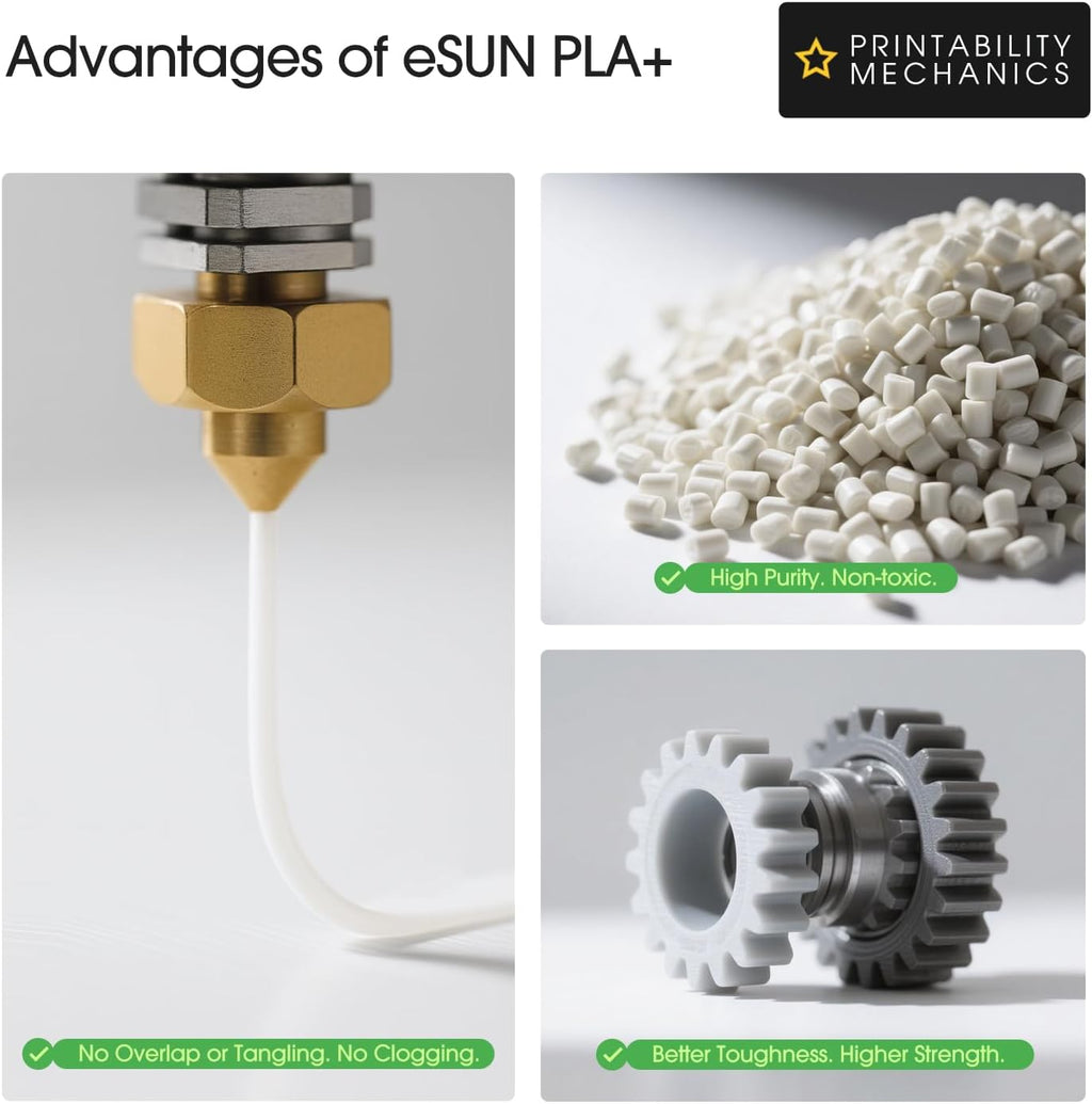 eSUN 10KG Bulk PLA+ Filament 1.75mm, Cold White, 10 Spool Pack (1KG/Spool) Pro-Grade High Toughness PLA Plus 3D Printer Filament, Clog-Free, Dimensional Accuracy +/- 0.03mm
