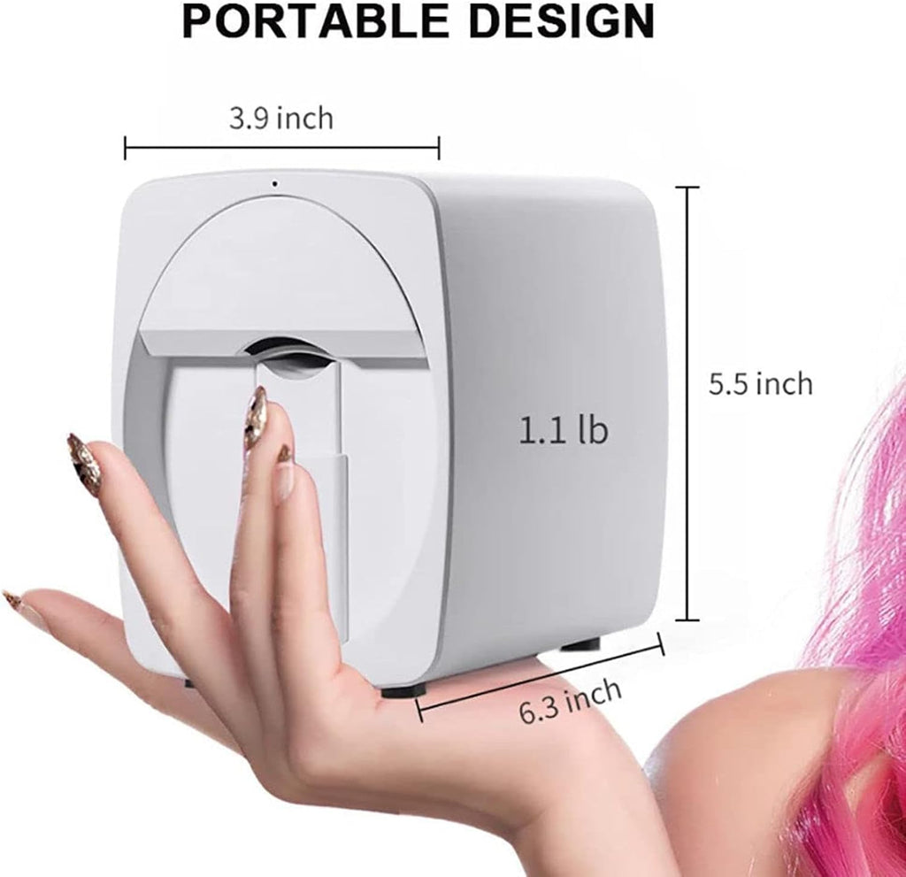 Professional 3D Nail Printer Mini Printer for Nails, Multifunction Portable Mobile Nail Painting Machine for Kid/Nail Studio/Manicurist/Nail Lovers,Pink