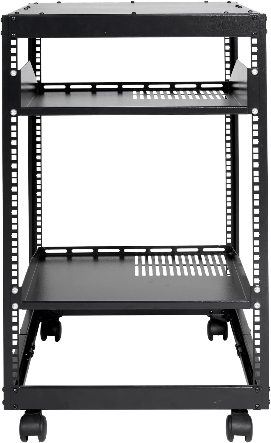 VEVOR 15U Open Frame Server Rack, 23''-40'' Adjustable Depth, Free Standing or Wall Mount Network Server Rack, 4 Post AV Rack with Casters, Holds All Your Networking IT Equipment AV Gear Router Modem