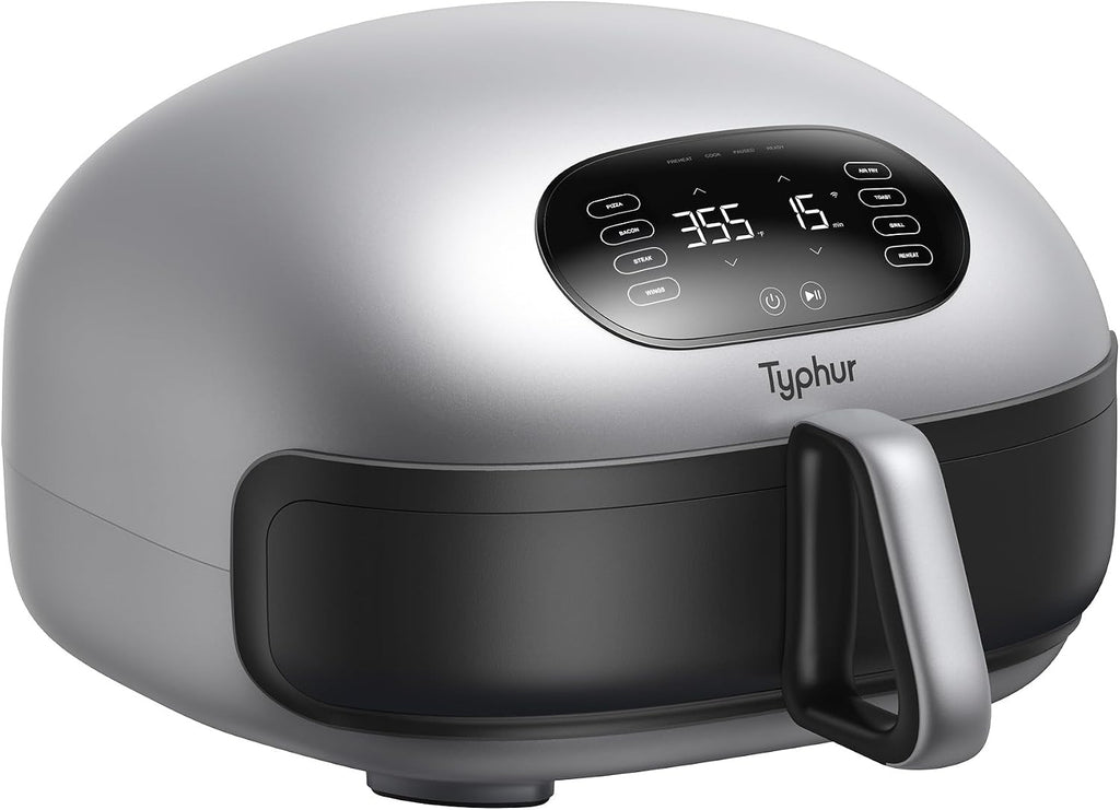 Typhur Dome 2 AI Smart Air Fryer, 15-in-1 Large Flat Airfryer with Top & Bottom Heating, Self-Cleaning Digital Fryer, PFAS-Free Ceramic Basket, Fits a 12' Pizza or Steaks, Whisper-Quiet, 120V