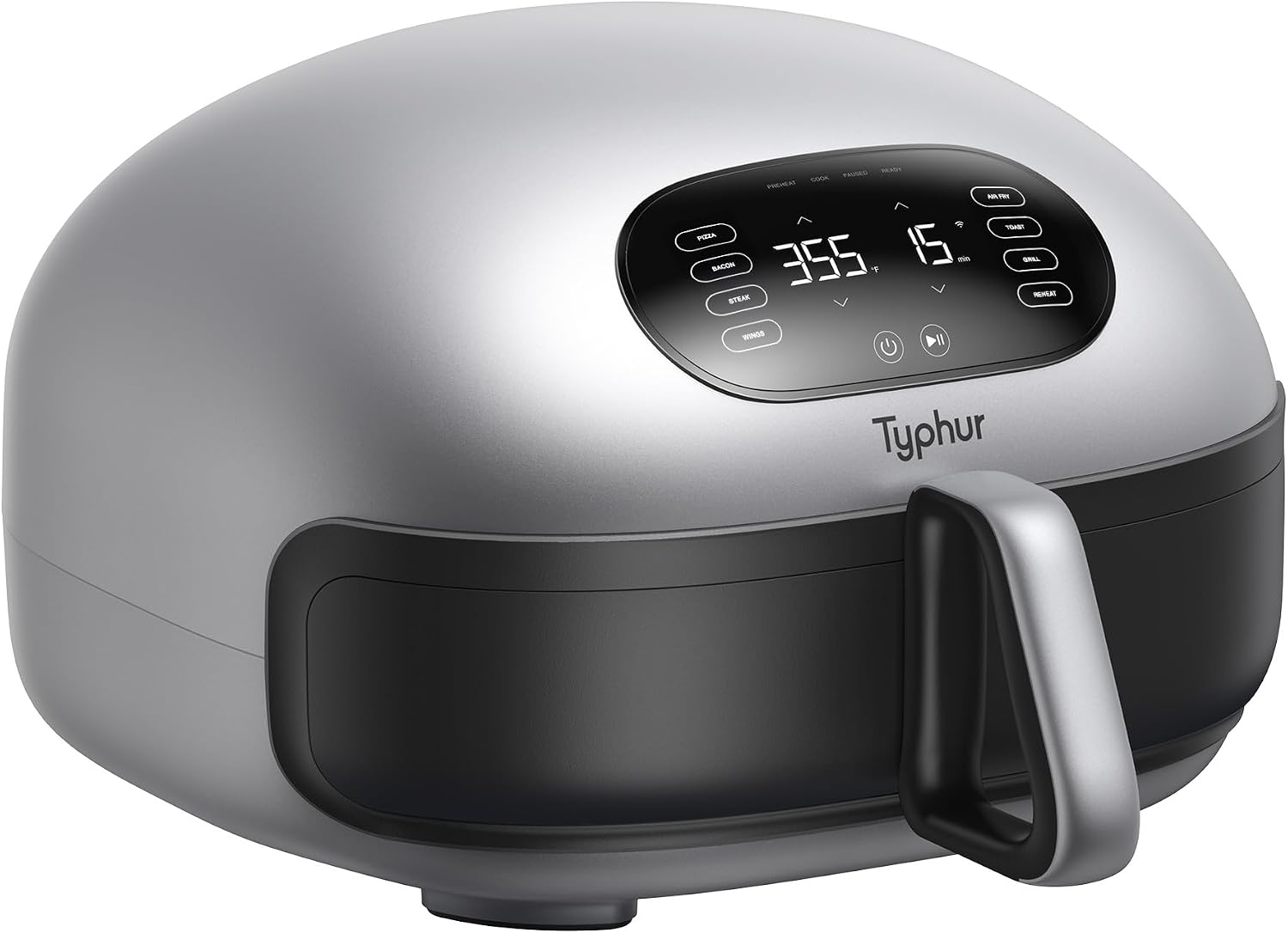 Typhur Dome 2 AI Smart Air Fryer, 15-in-1 Large Flat Airfryer with Top & Bottom Heating, Self-Cleaning Digital Fryer, PFAS-Free Ceramic Basket, Fits a 12' Pizza or Steaks, Whisper-Quiet, 120V