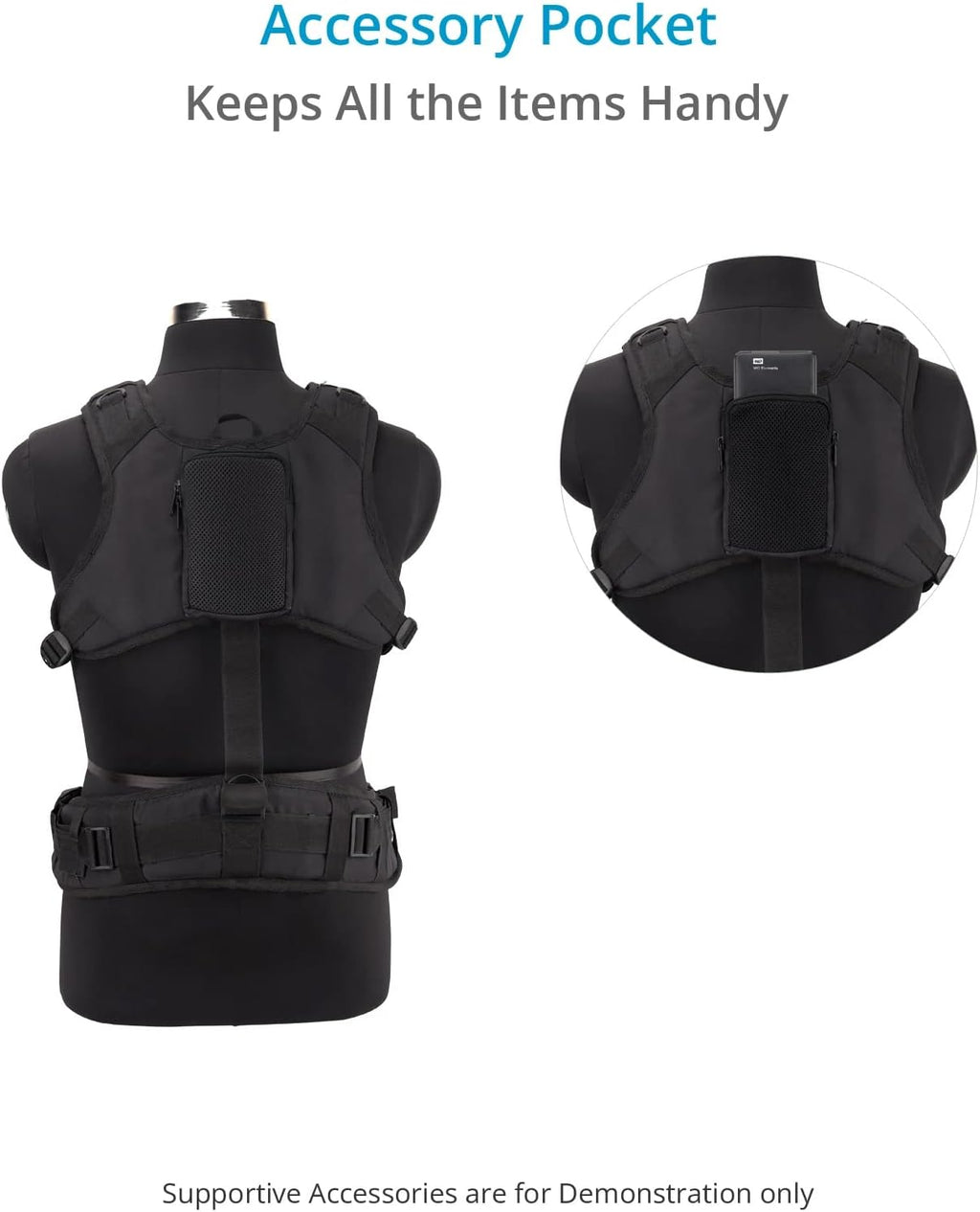 PROAIM Cube Universal Jacket for Field Audio Recorder Bags | Adjustable Vest for Sound Recordists, Soundmen & Audio Mixers - Comes with Accessory Pockets for Often Used Tools (JK-CBUH-01)