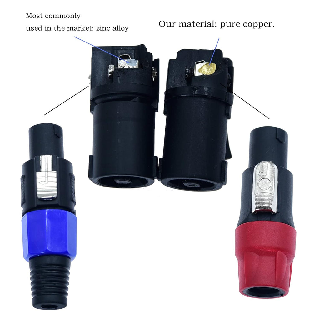 speak on 2Pcs Professional Speakon to 1/4 Inch ts Speaker Cable for pa jack Pair 14 awg Gauge Male Audio port plug Amplifier Connection dj amp Heavy Duty bocina Cord Wire ft with Twist Lock(100 feet)