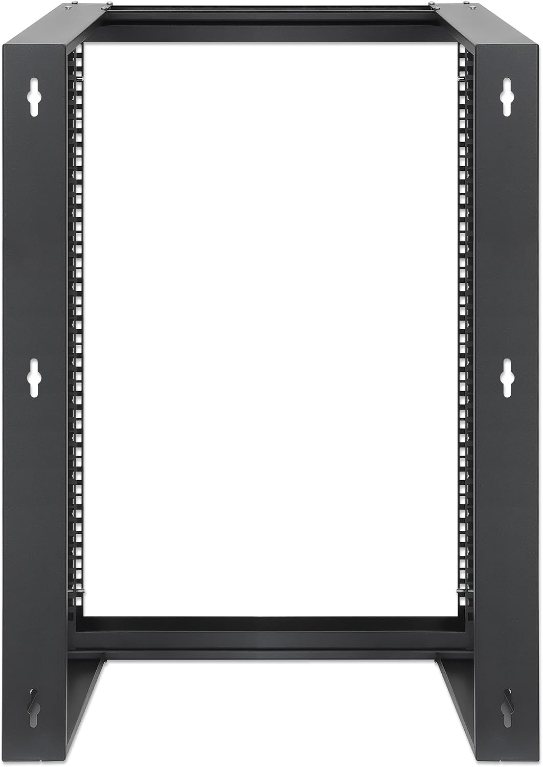 Intellinet 15U 19' 2 Post Open Frame Server Wall Mount Rack - 180 Degree Gate Swing, Flatpacked, Antistatic Powder Coated Steel – for IT Network Equipment & AV Devices – 3 Yr Mfg Warranty – 716208