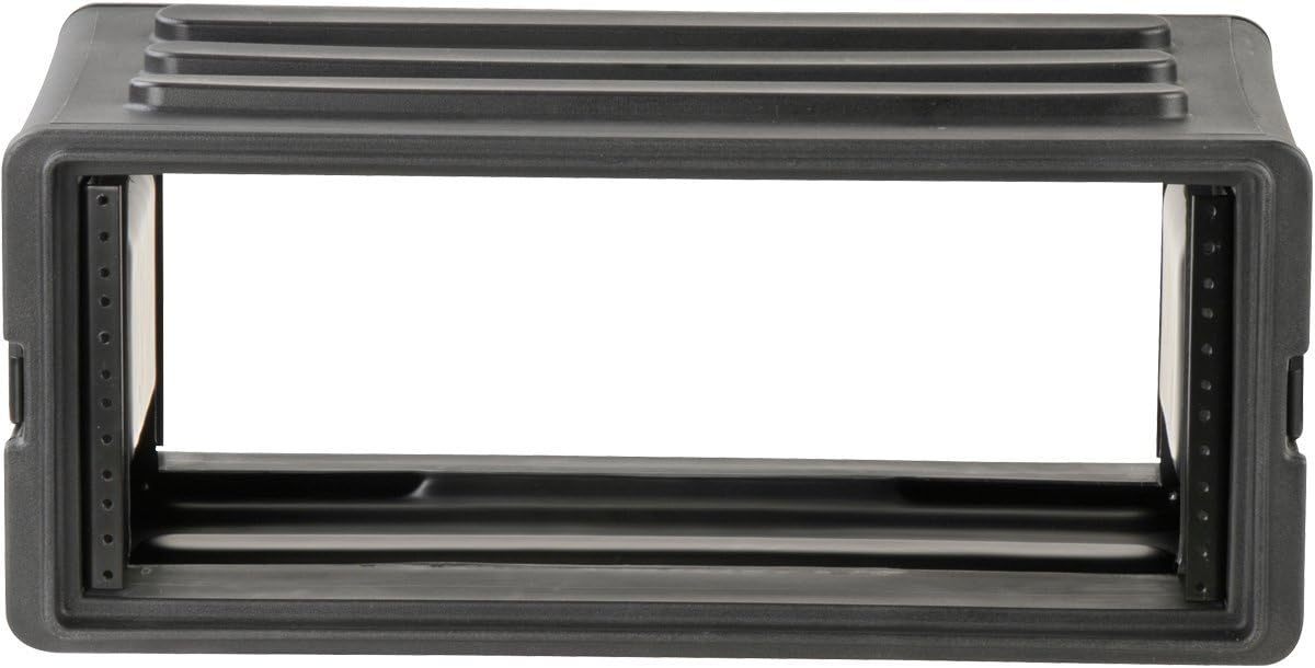 SKB 4U Shallow Roto Rack Case - Durable Polyethylene Gear Protector, Stackable, Waterproof with Twist Latches & Rubber Feet for Musicians, DJs, and A/V Equipment - Secure Transport & Storage Solution
