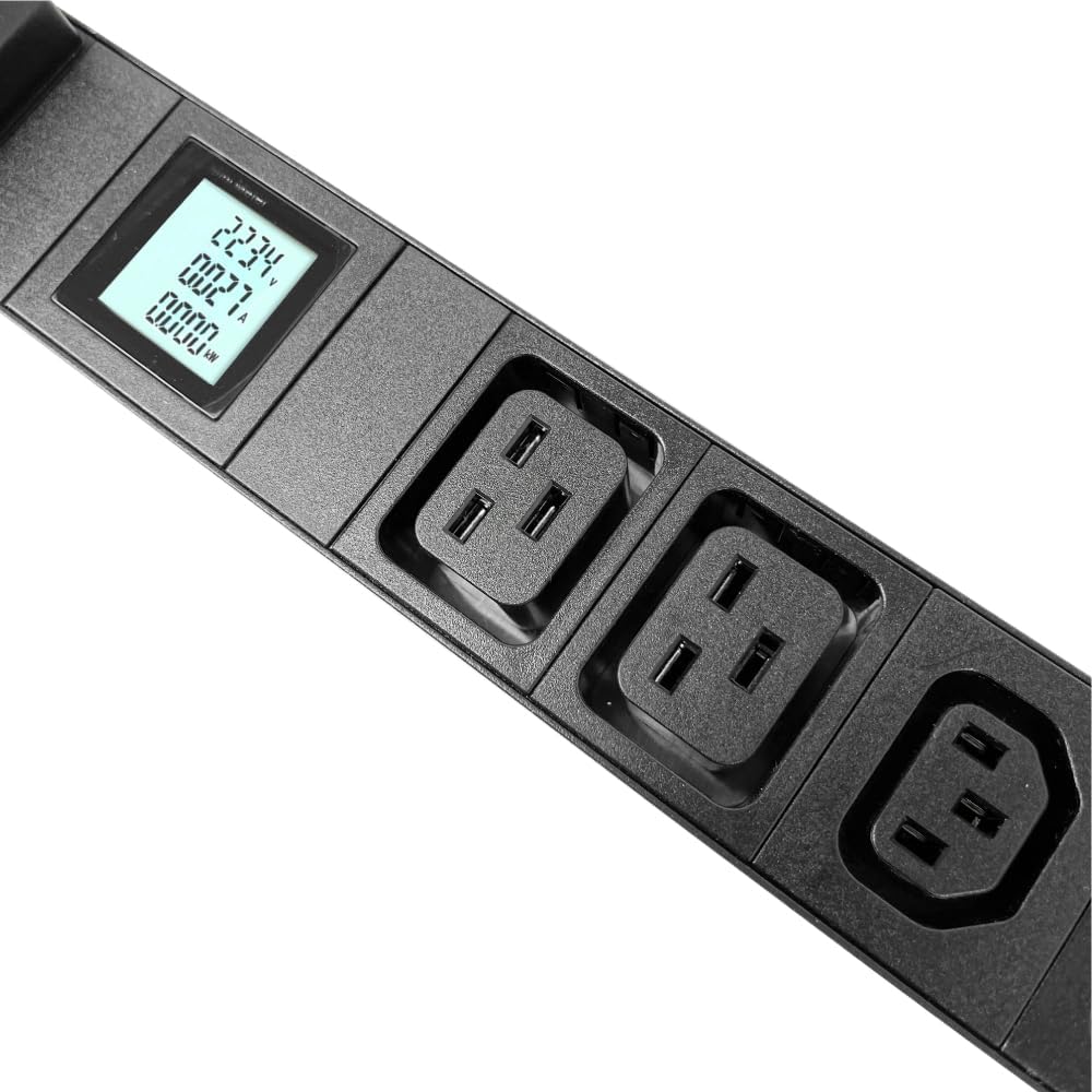 Rack Mount Power Strip - 240V 30A 2C19 & 4 C13 outlets PDU with Built-in Surge Protector, Volt & Amp Meter for Data Center - 19' Metal Housing, Ears & Fittings Included (2C19 4C13)