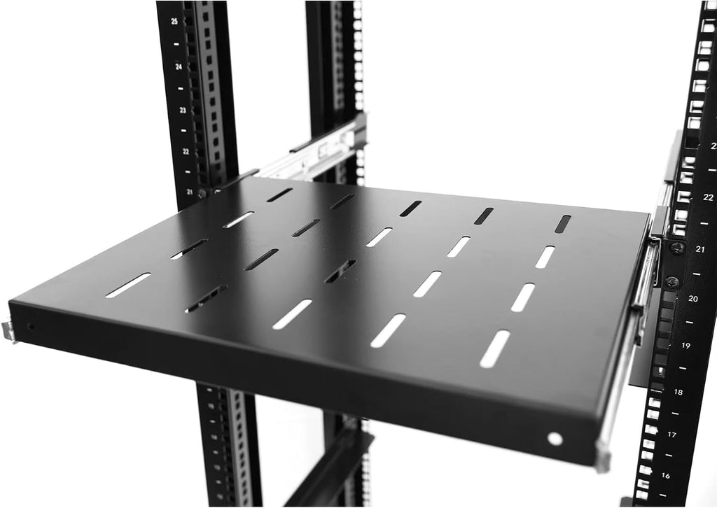 GLOBALRACK 4-Post 25U Open Frame Server Rack/19in Server Network Rack Adjustable Depth 24-35inch Suitable for Computer/Audio Video/Data/IT Equipment/Cold Rolled Steel Heavy Duty Rack (4POST RACK-025)