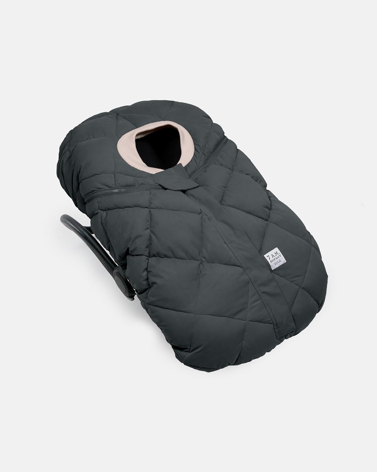 7AM Enfant Car Seat Covers - Cocoon Baby Cover for Boys & Girls, Rain & Snow Repellent, Breathable Windproof, Center Zipper, Universal Fit for Infant Car Seat (0-12M) (Smokey Quilted)