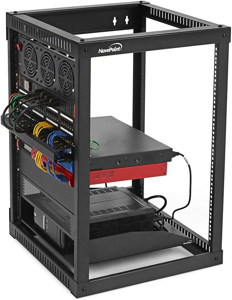NavePoint 12U Side Load Wall Mount Network Rack, 22-Inch Depth, Wall Mount Equipment, Easy Rear Access to Equipment, Flexible Cable Management, Steel, Assembly and Mounting Hardware Included.