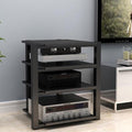 4-Tier Audio Rack Stand - AV Media Tower Cabinet for Stereo & Home Theater - Media Display Furniture for Audio/Video Equipment - Black Entertainment Center