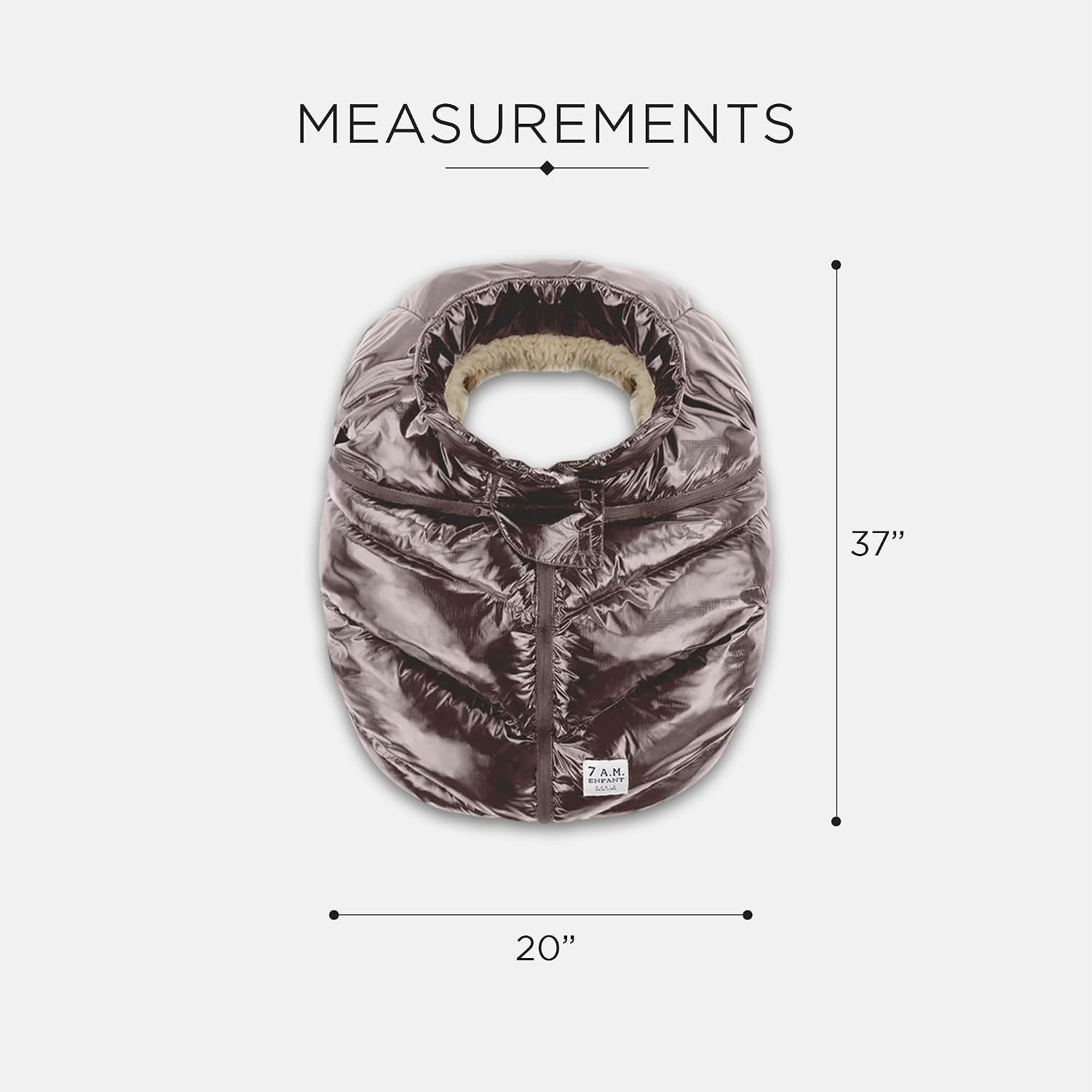 7AM Enfant Car Seat Covers - Cocoon Baby Cover for Boys & Girls, Rain & Snow Repellent, Breathable Windproof, Center Zipper, Universal Fit for Infant Car Seat (0-12M) (Brown Polar)