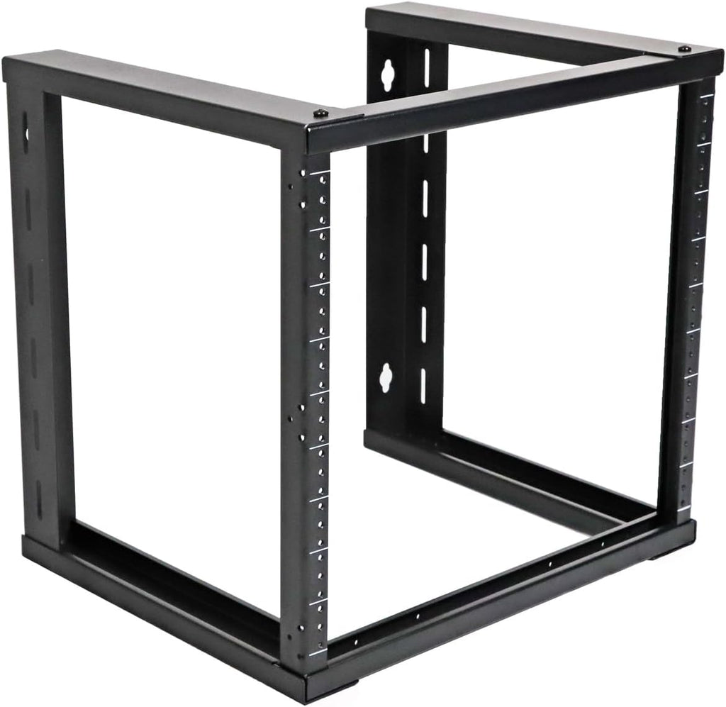 AEONS 9U Open Frame Wall Mount 19-Inch IT Network Server A/V Equipment Rack 16' Depth 12-24 Threaded 2-Post Mounting, Black