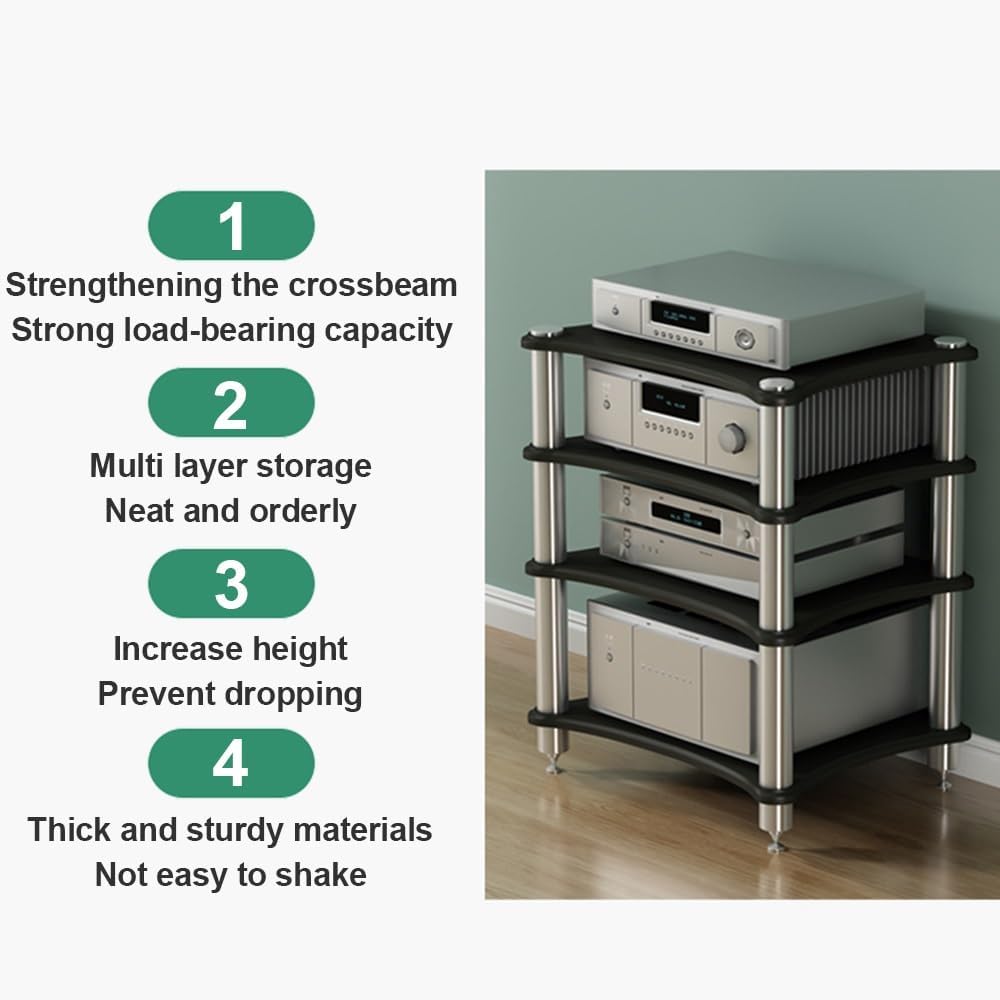 1 2 3 4 Tier AV Media Stand Component Cabinet Corner Shelf Wooden Stereo Cabinet Audio Rack Tower CD Player Stand for Home/Office/Audio Video/DJ/Theater ﻿ ﻿(White,3 Tier-60x50x60cm)