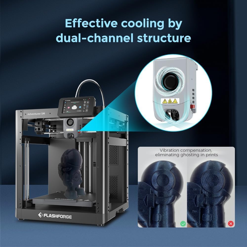 FLASHFORGE AD5M 3D Printer,600mm/s High-Speed CoreXY Printer,1-Click Auto Leveling, 220x220x220mm Build Volume,Direct Drive Extruder,Quick-Swap Nozzle,Ideal for Rapid Prototyping&DIY 3D Printing