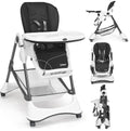 INFANS High Chair with One-Hand Removable Tray, 4 Lockable Wheels & Large Storage Basket - Multi-Adjustable Height, Recline & Footrest, Removable Cushion, Foldable for Baby, Infant& Toddler, Grey