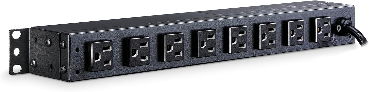 CyberPower PDU15M2F8R Metered PDU, 100-125V/15A (Derated to 12A), 10 Outlets, 1U Rackmount, 15 Foot Power Cord