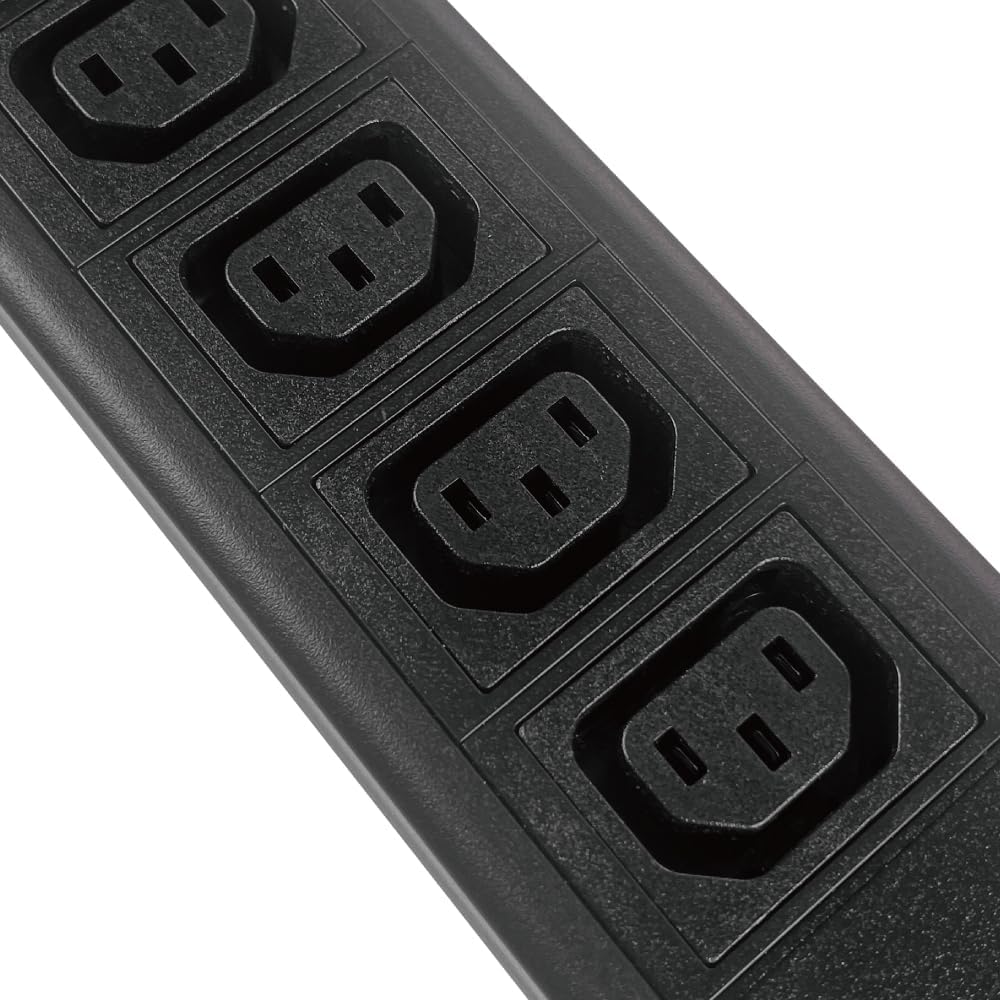 Surge Protection, Metered, Rack Mount PDU, Basic 220v/50a, L6-50P Input, (4-C13 & 4C19) Outlets, 1U Vertical Rackmount (C13) 3 Year Warranty 12,000 Watts Crypto Mining