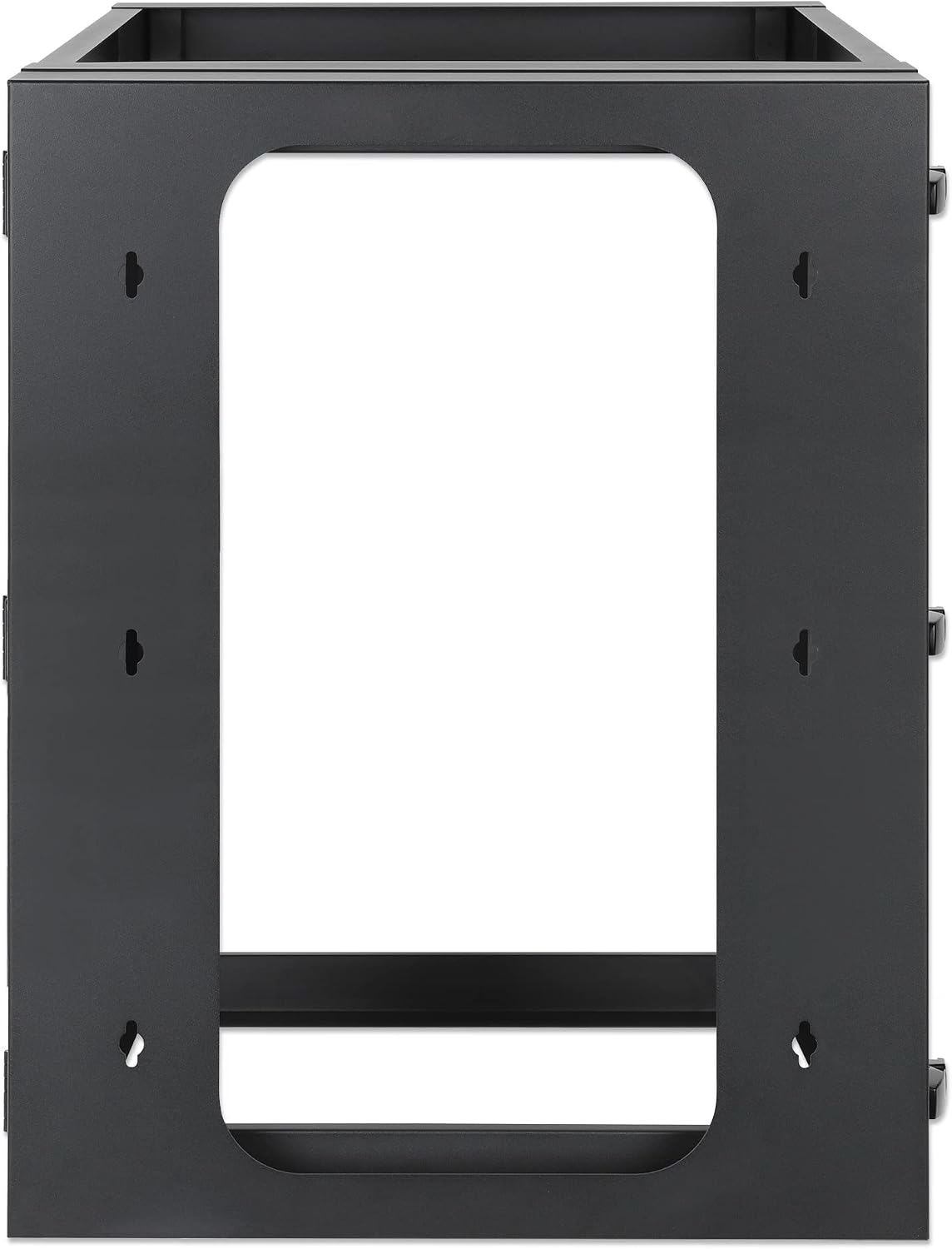 Intellinet 12U 19' 4 Post Open Frame Wall Mount Rack - 180 Degree Gate Swing, Pre-Assembled, Antistatic Powder Coated Steel – for IT Network Equipment & AV Devices – 3 Yr Mfg Warranty – 716055