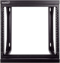NavePoint 9U Open-Frame Server Rack for 19' IT Network Equipment & A/V Devices Free Standing or Wall Mount with 180 Degrees Gate Swing, Black
